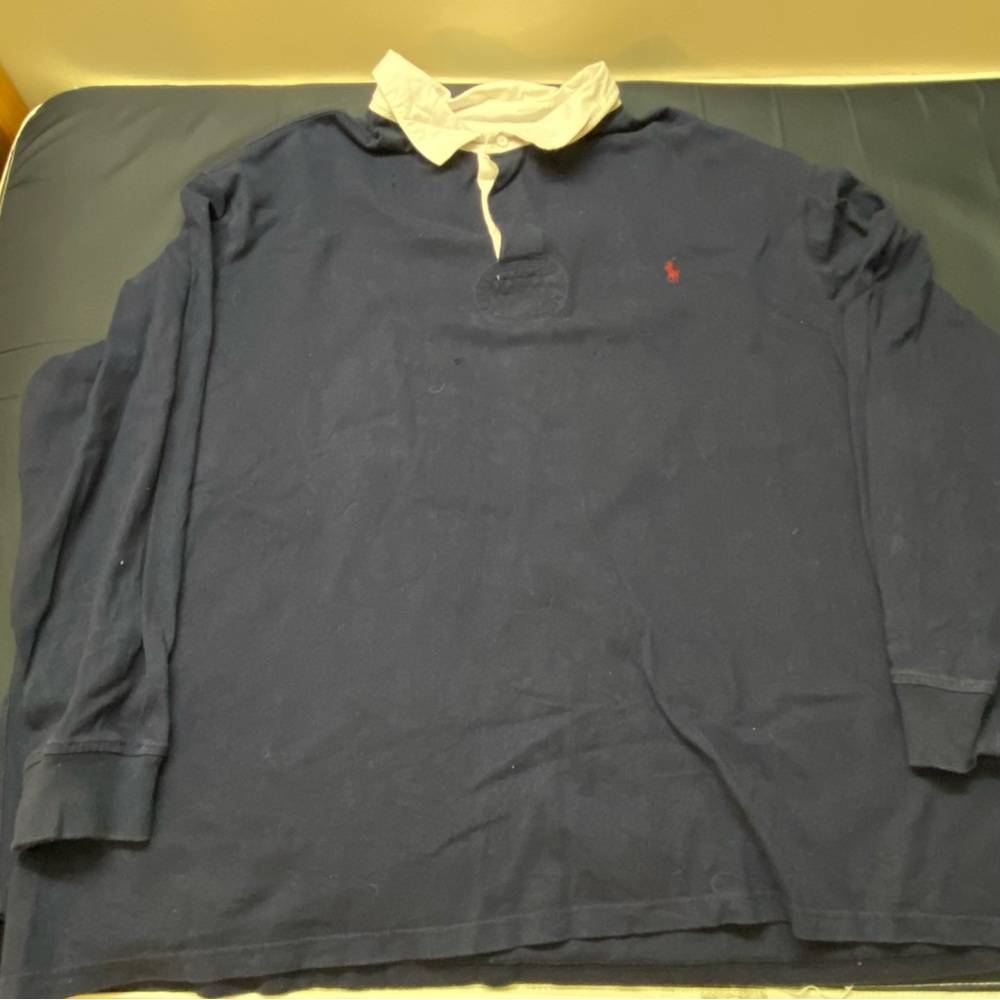 Vintage Ralph Lauren Rugby Long Sleeve Polo Dark Blue Size 5XB